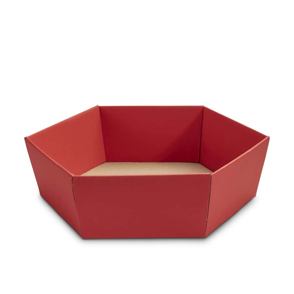Präsentkorb sechseckig 305 x 270 x 85 mm Rubin Rot