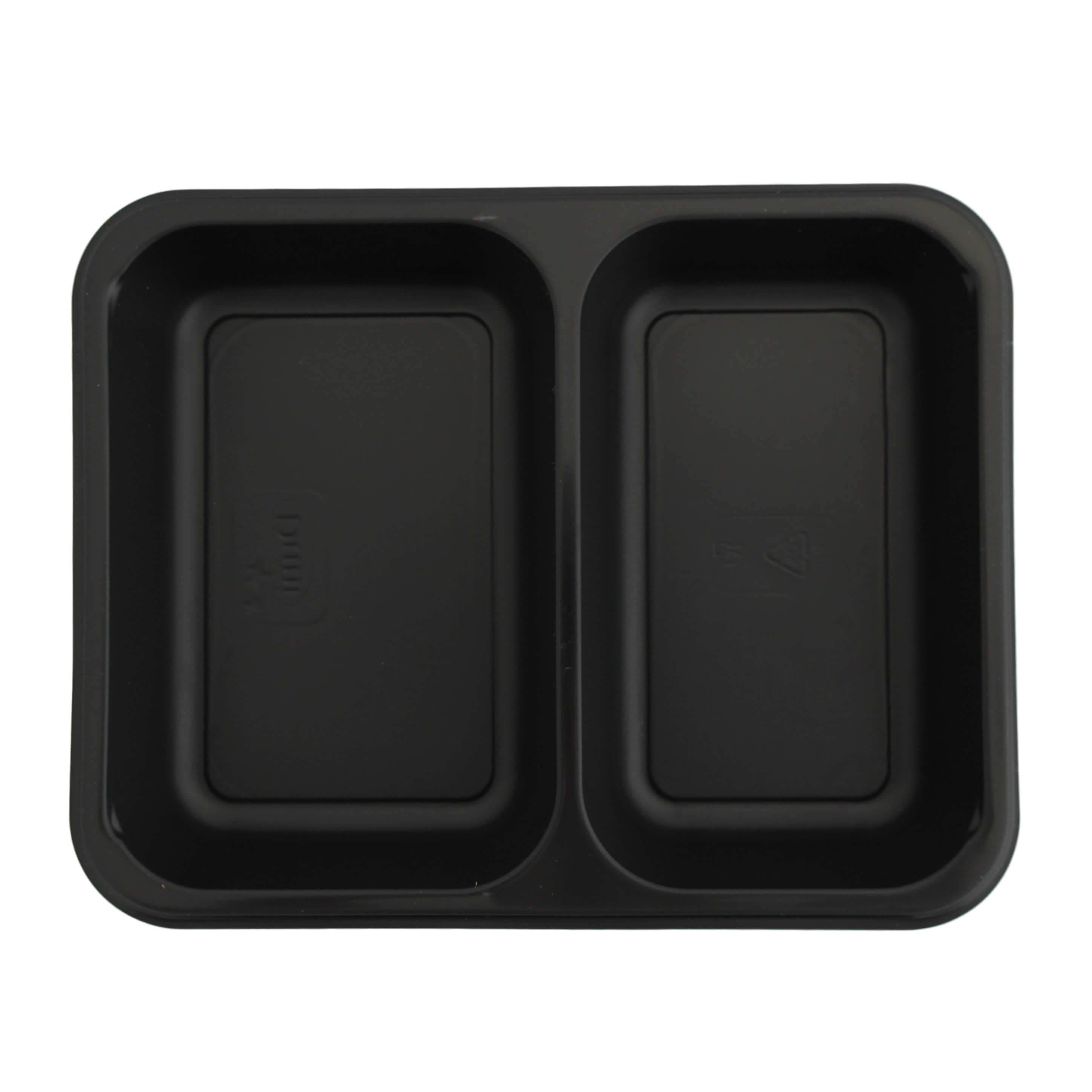 Siegelschale PP schwarz, (Caterline) 2-geteilt 227 x 178 x 32 mm (440/370 ml)