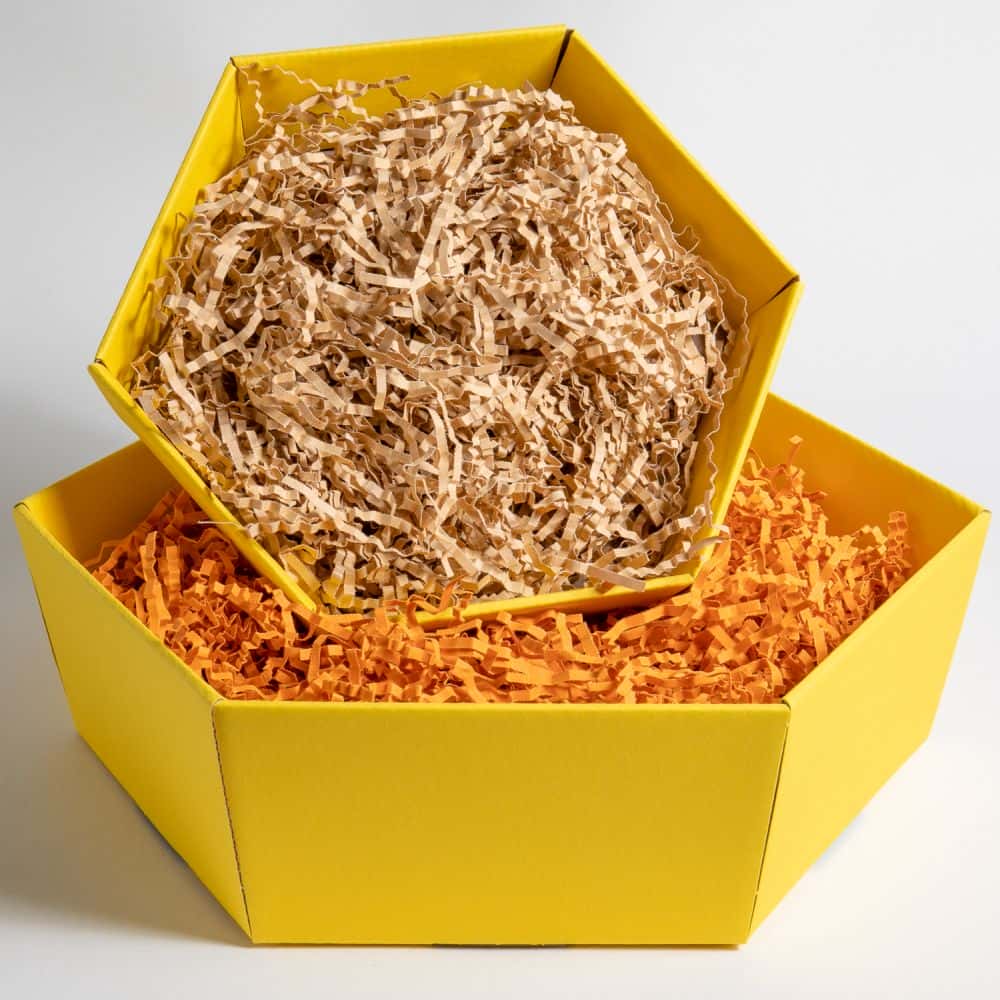 Präsentkorb sechseckig 225 x 200 x 50 mm Sonnengelb