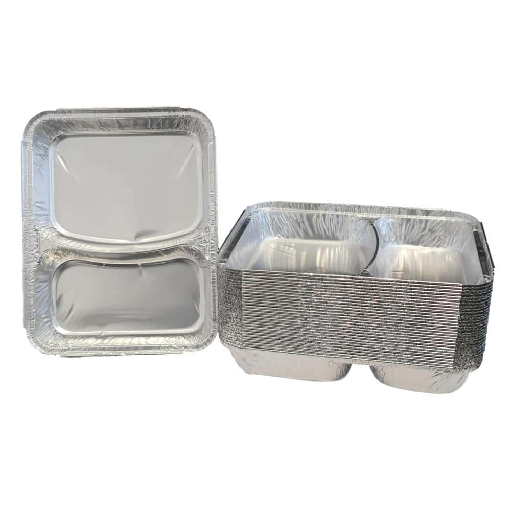 Aluschale eckig 2-geteilt (mit Knickrand) 227 x 177 x 30 mm (R80L) (ca. 350/480 ml)