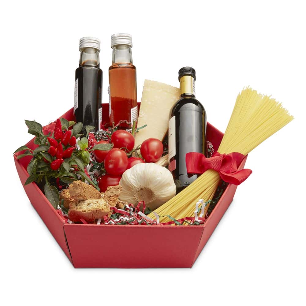 Präsentkorb sechseckig 305 x 270 x 85 mm Rubin Rot