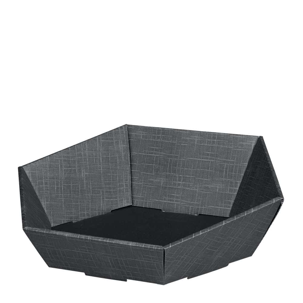 Präsentkorb sechseckig Strukturprägung 435 x 355 x 90/130 mm (groß) Anthrazit