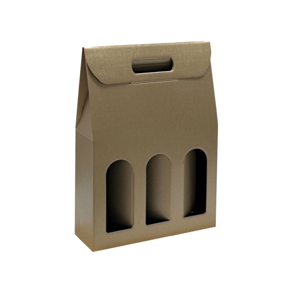 Geschenktüten Struktur Fibra, Griff und Fenster, 270 x 90 x 385 mm, bronze (metallic)