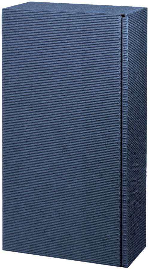 Geschenkbox offene Welle 2er Wein/Sekt dunkelblau