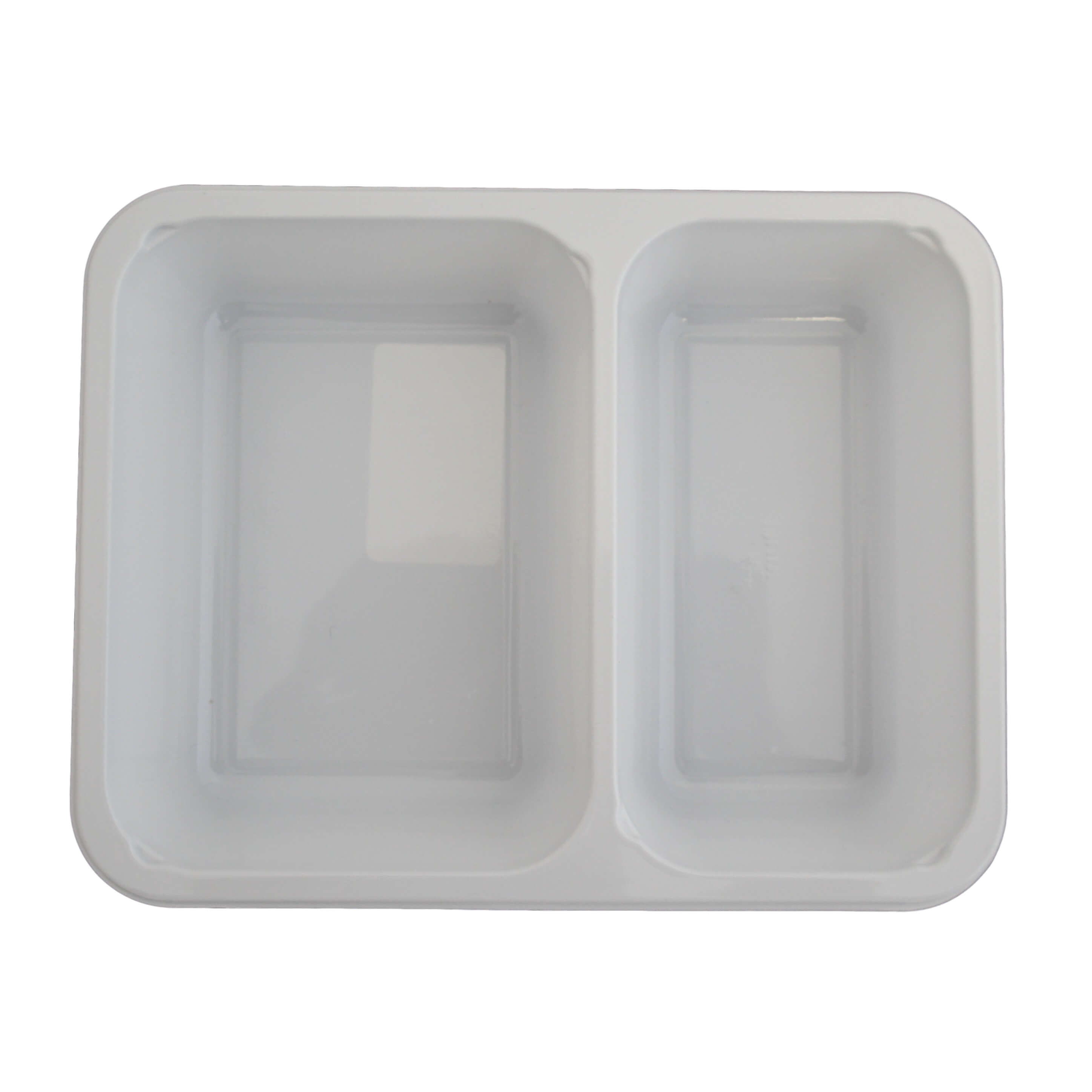 Siegelschale C-PET weiß, 2-geteilt 225 x 175 x 43 mm (655/455 ml)