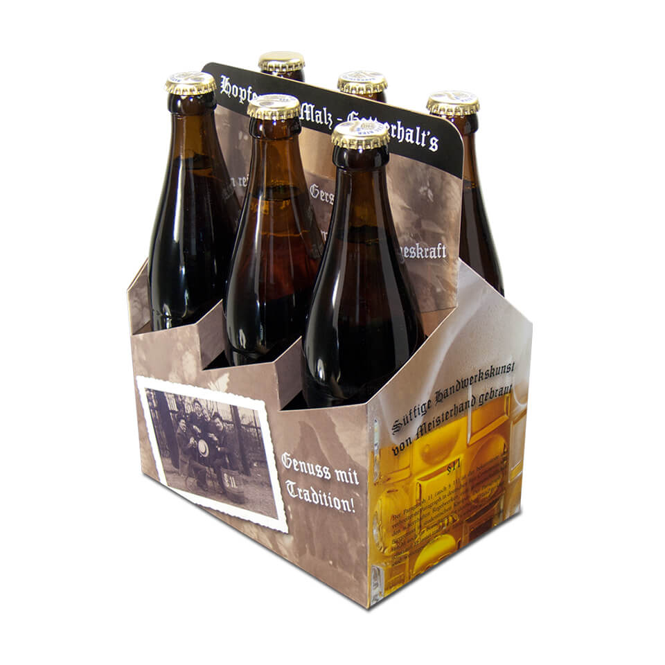 Bierträger 0,5 l Sixpack mit neutralem Druck, Nostalgie