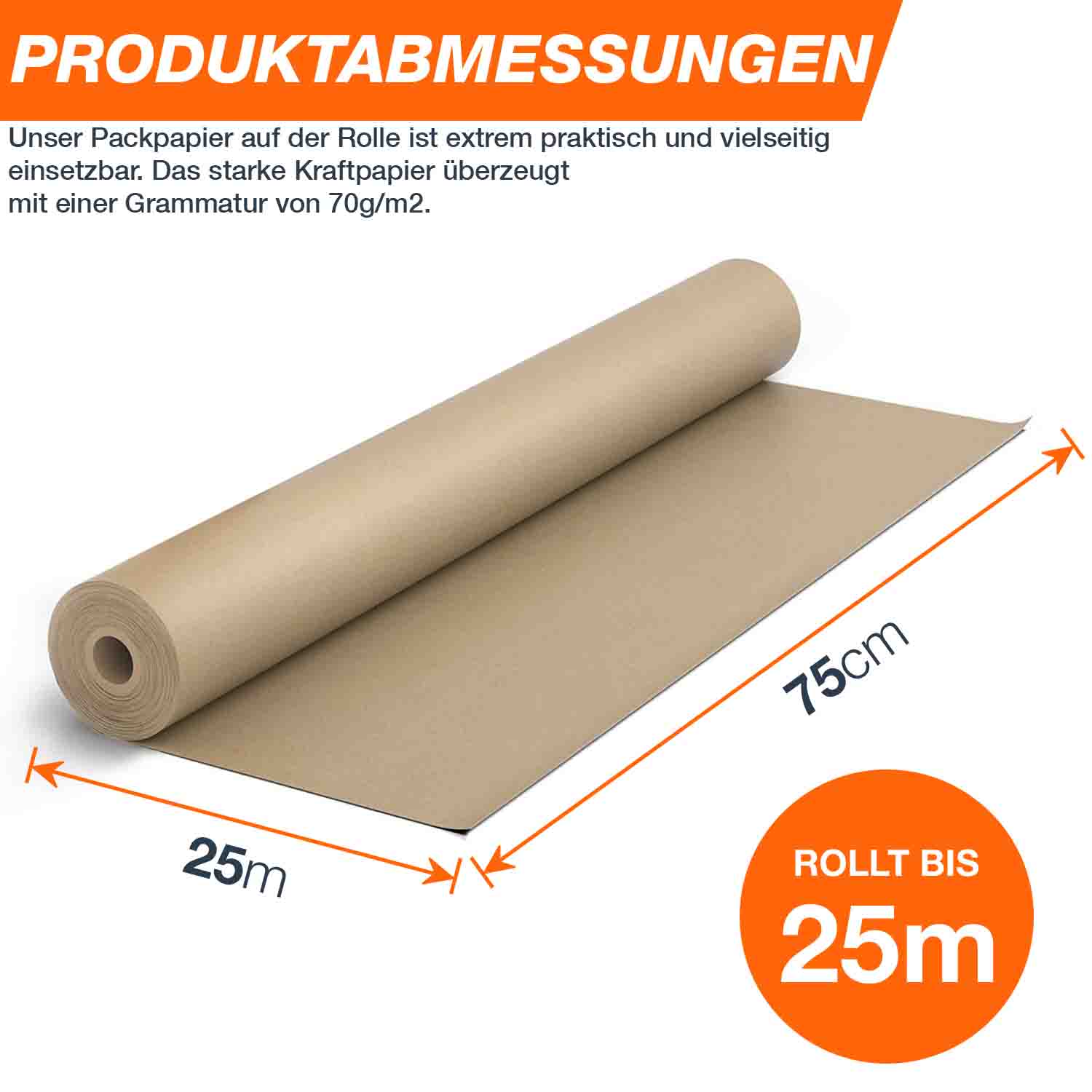 Packpapier auf Rolle 0,75 x 25 m