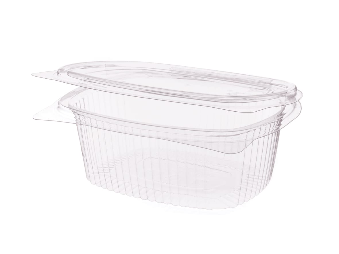 Salat Klappbox oval rPET hochtransparent, 176 x 150 x 49 mm (750 ml)