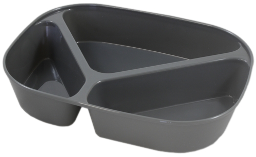 Mehrweg Menüboxen 3-geteilt, abgerundet, schiefergrau 440 + 275 + 185 ml (236 x 181 x 47 mm)