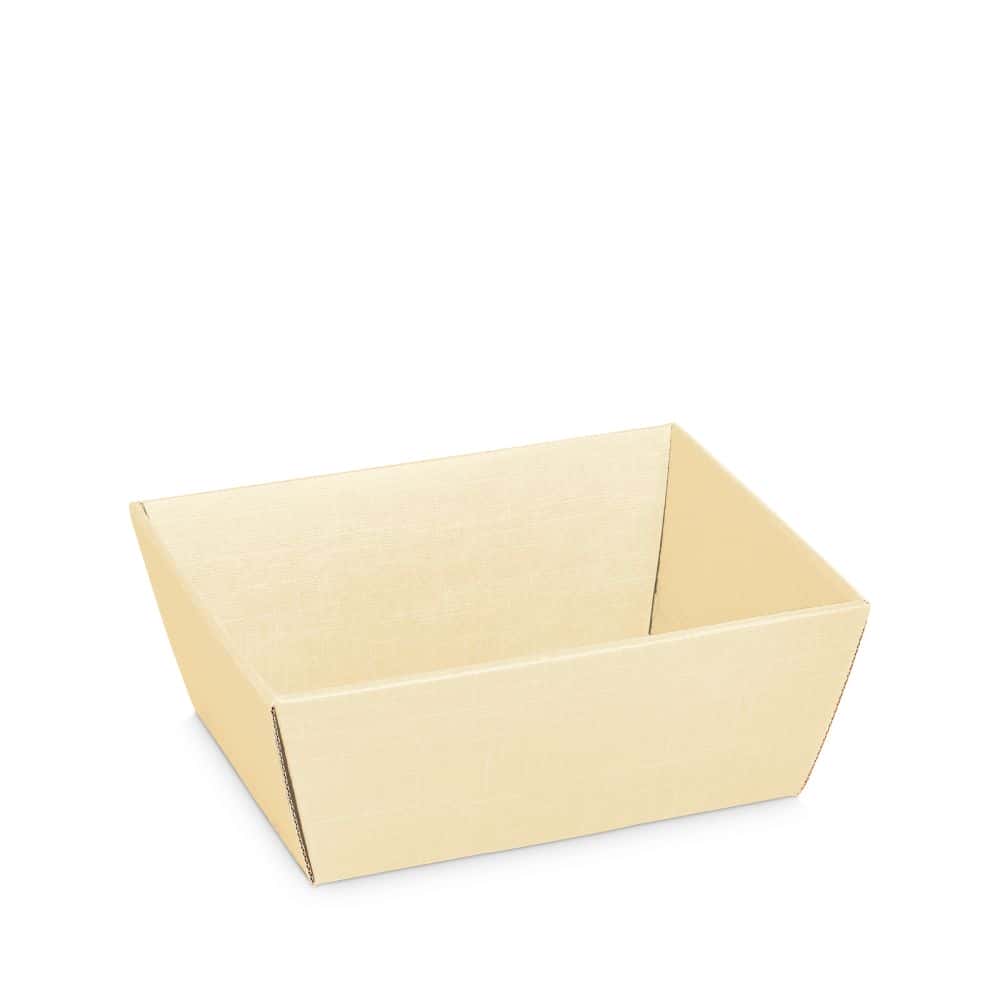 Präsentkorb viereckig Strukturprägung 200 x 150 x 100 mm (klein) Creme