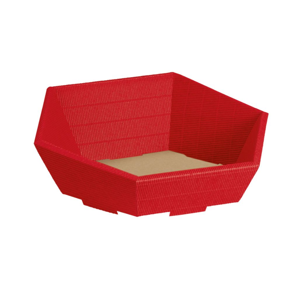 Präsentkorb sechseckig offene Welle 245 x 295 x 75/130 mm, rot