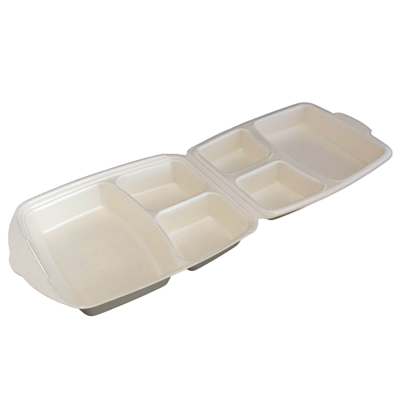 Thermo-Klappbox Menübox XPS Styropor cream, 3-geteilt 285 x 220 x 75 mm