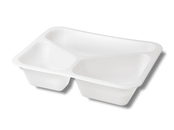 weiße Bio Siegeschale "Caterline" 3-fach, 227 x 178 x 50 mm (530/325/235 ml)