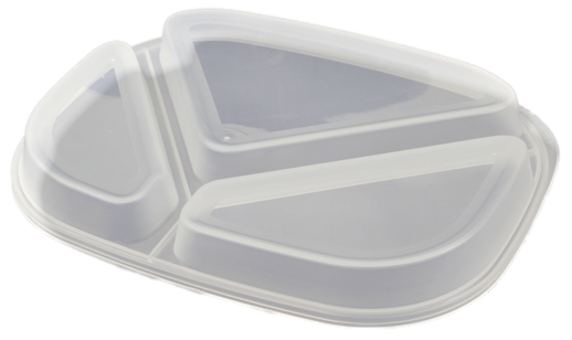 Deckel transparent für Mehrweg Menüboxen 3-geteilt, abgerundet (239 x 184 x 26 mm)
