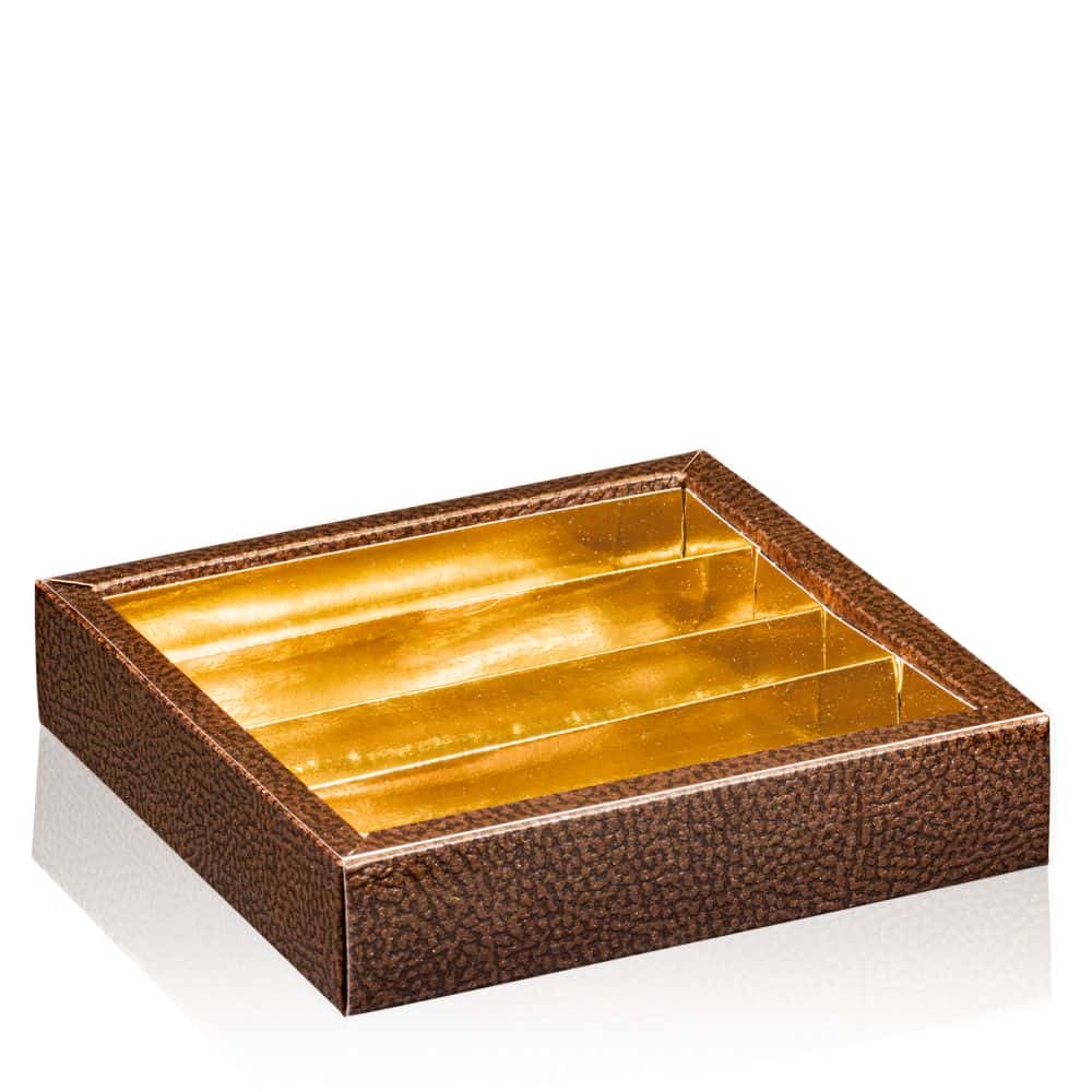Geschenkbox Confiserie "Pralinen Marone" 145 x 145 x 35 mm