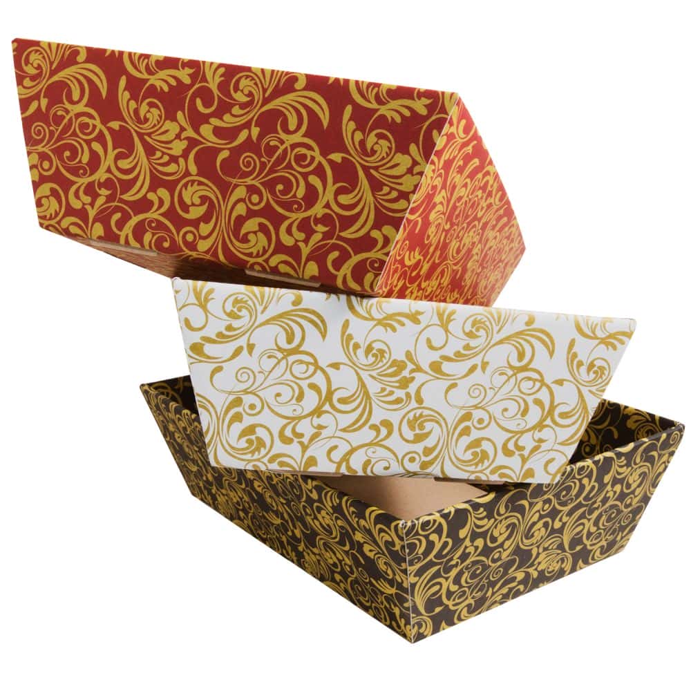 Präsentkorb viereckig 200 x 275 x 80 mm Weiß-Gold