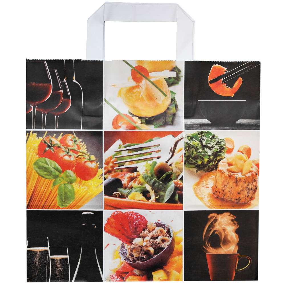 Weiße Kraft Papiertragetasche *Fine Food*