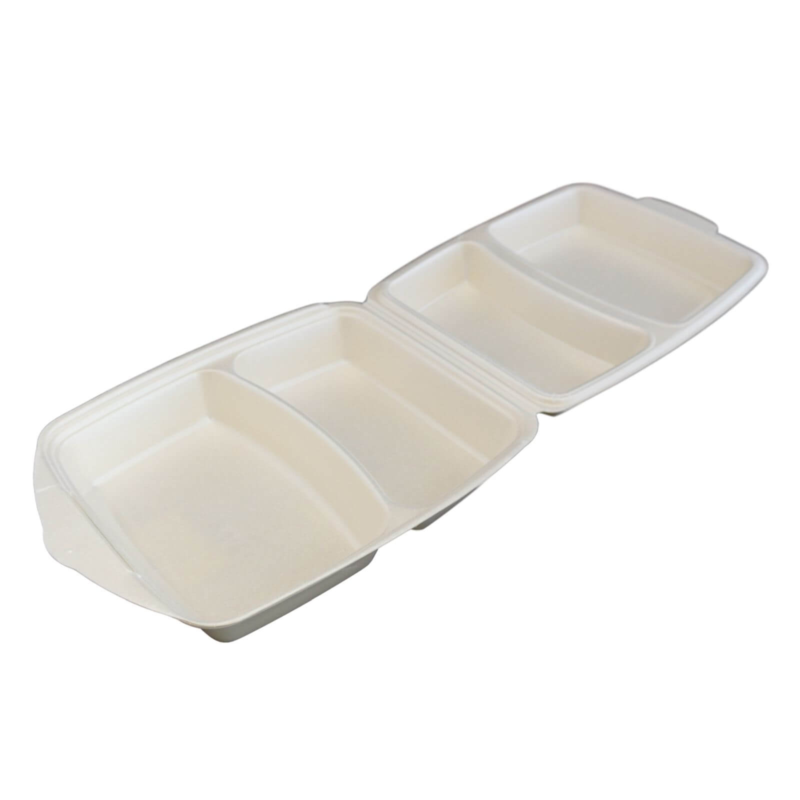 Thermo-Klappbox Menübox XPS Styropor cream, 2-geteilt 285 x 220 x 75 mm Prägung (Guten Appeti)