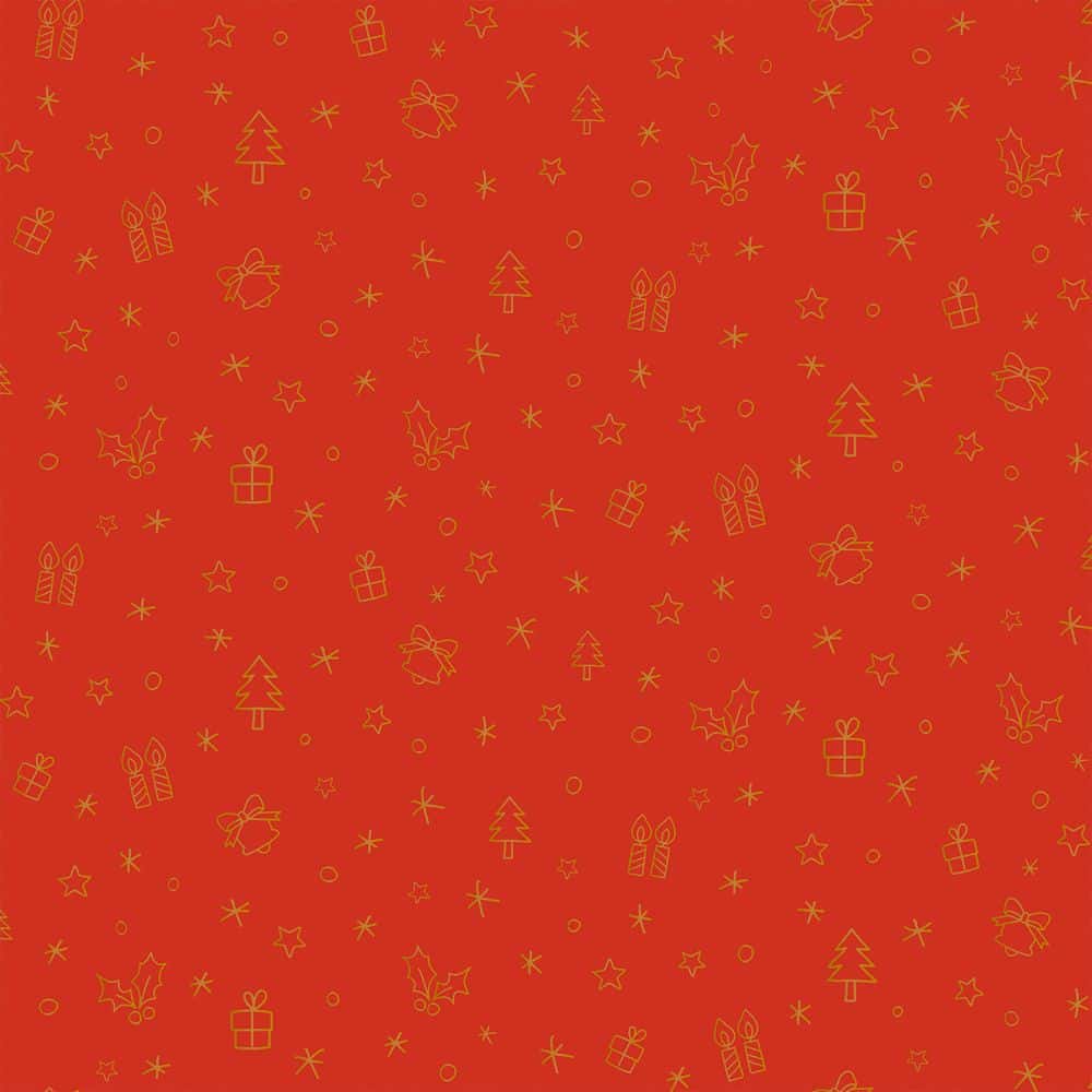 Geschenkpapier auf Rolle 0,5 x 200 m, Kraftpapier weiß 60 g/m², Neutraldruck Weihnachten Rot/Gold
