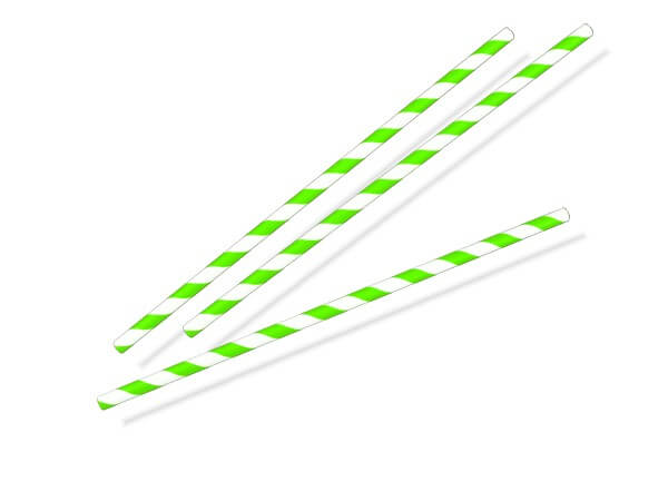 Bio Papier-Strohhalme 6 mm kompostierbar 195 mm, grün-weiß gestreift