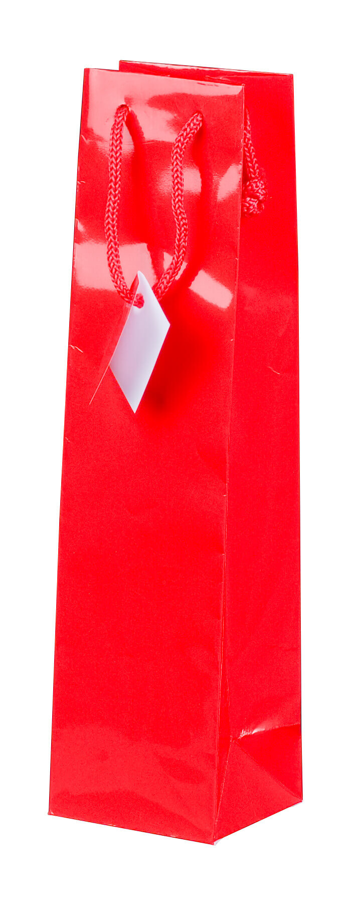 Präsent-Tragetasche Hochglanz mit Kordel und Karte, 98 x 89 x 380 mm, rot