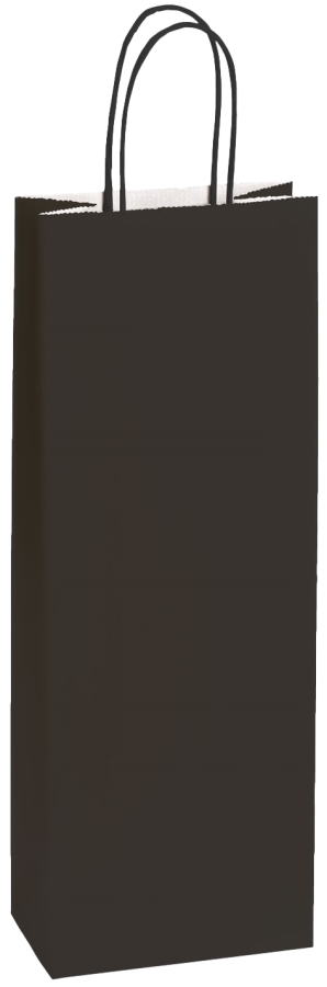 Einkaufstasche Kraftpapier gerippt 140 x 80 x 390 mm schwarz