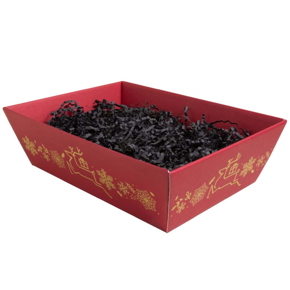 Präsentkorb viereckig 200 x 275 x 80 mm Winter Bordeaux-Gold