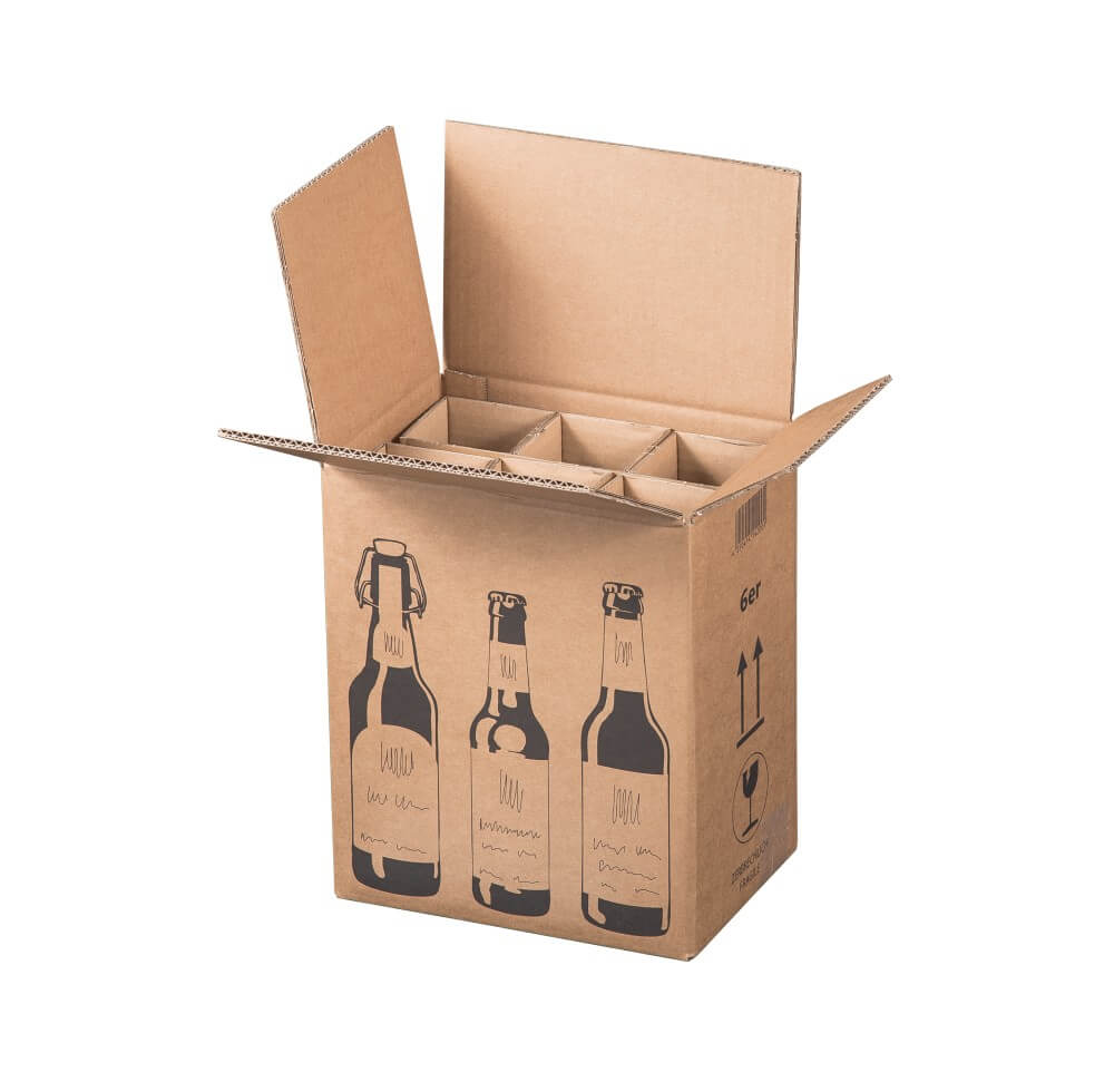 Bierversandkarton Flex 6er für Großabnehmer 0,33 l - 0,5 l, nur Umkarton, für 6 Flaschen Bierversandkarton Flex 6er für Großabnehmer 0,33 l - 0,5 l, nur Umkarton, für 6 Flaschen