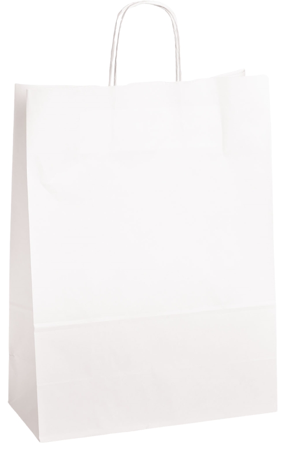 Einkaufstasche Kraftpapier gerippt 320 x 120 x 410 mm weiß