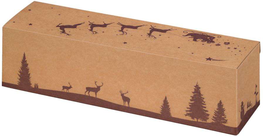 Geschenkbox Natur "Weihnachtsschlitten" 1er Wein/Sekt