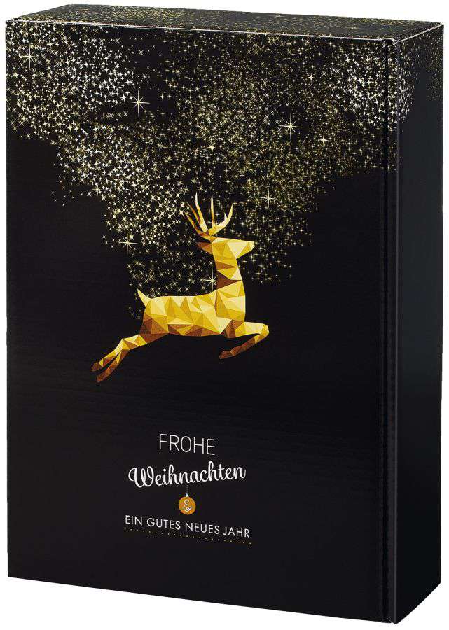 Geschenkbox schwarz "Goldhirsch" 3er Wein/Sekt Geschenkbox schwarz "Goldhirsch" 3er Wein/Sekt