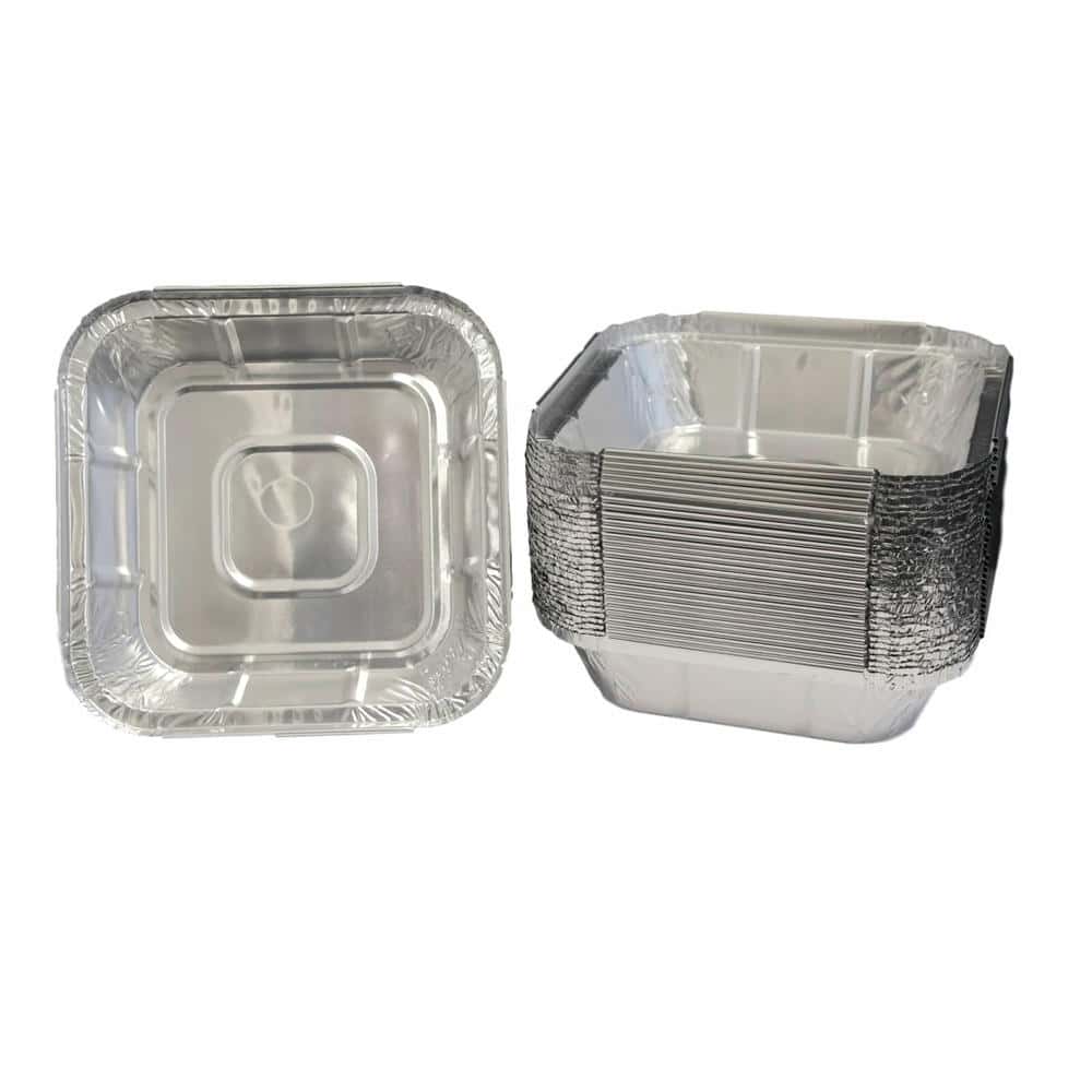 Aluschalen mit Deckel (alukaschierter Karton) R25L-Set Aluschale eckig ungeteilt (mit Knickrand) 160 x 160 x 32 mm (R25L) (ca. 560 ml)