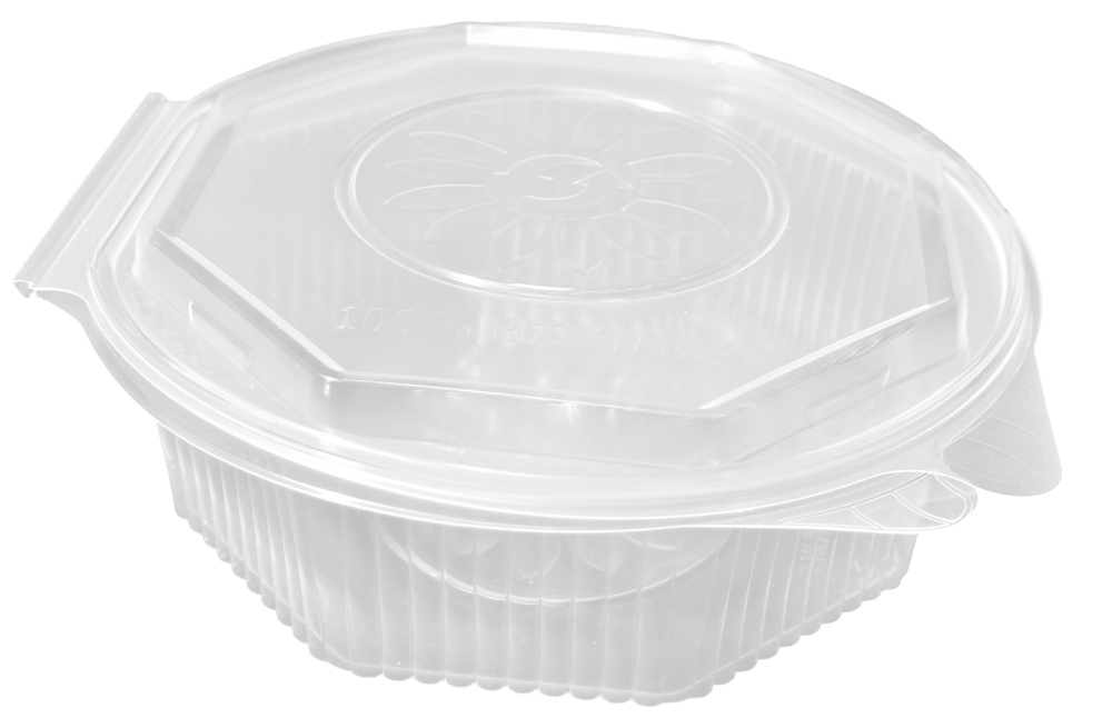 Transparente Salatschale (Haushaltsklappbox) achteckig 215 x 220 x 74 mm (1500 ml)