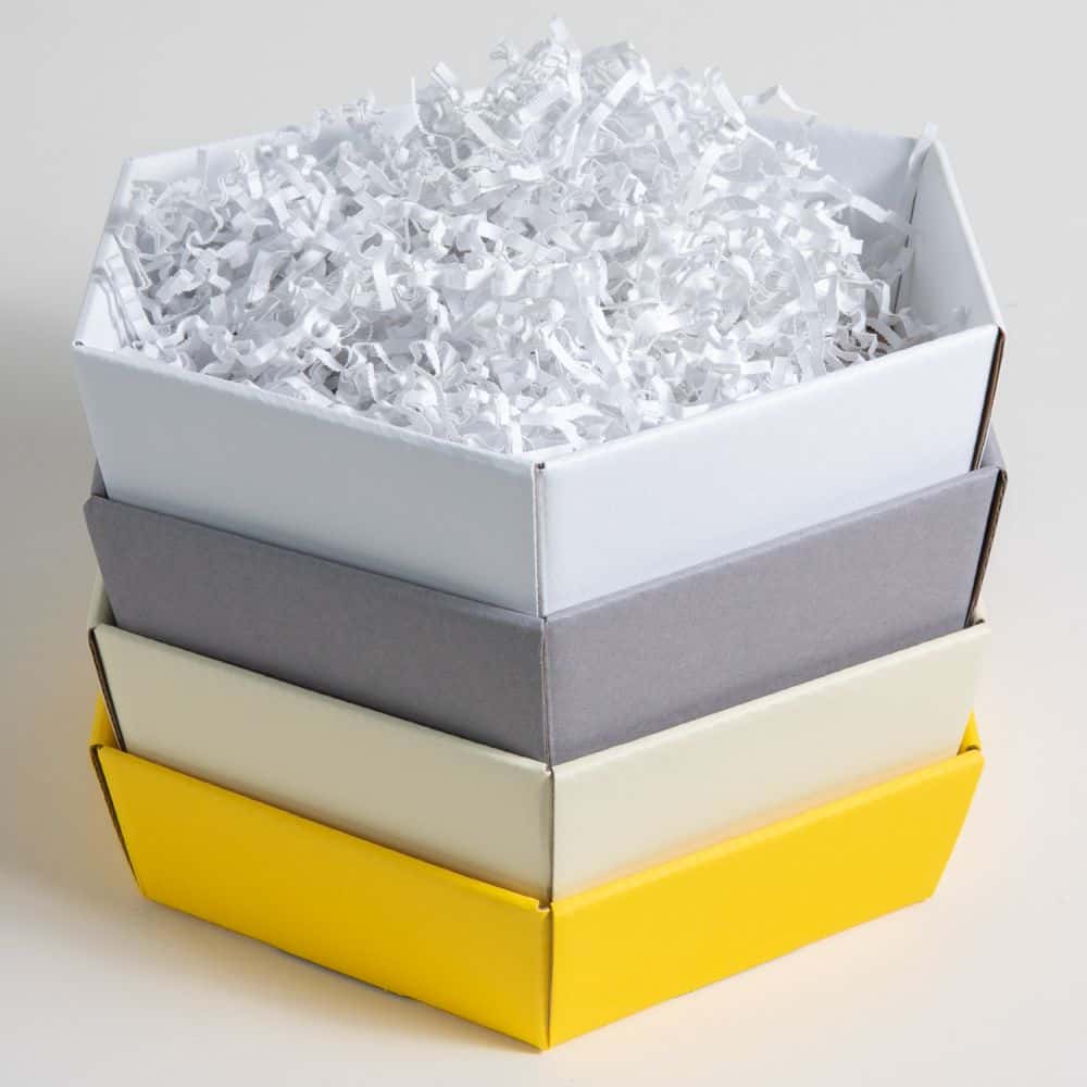 Präsentkorb sechseckig 225 x 200 x 50 mm Diamant Weiß