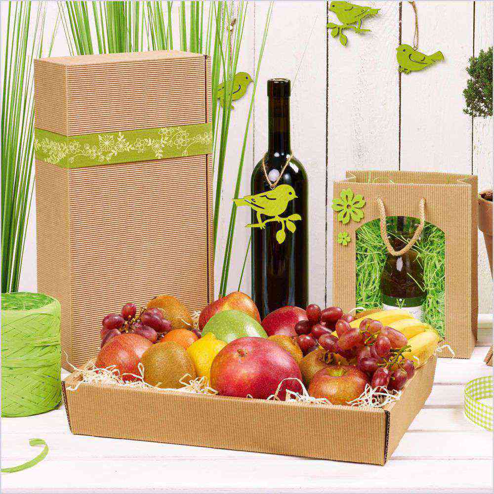 Geschenktüten offene Welle mit Fenster 1er Bocksbeutel braun