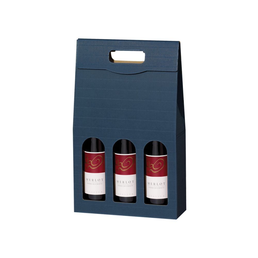 Geschenktüten offene Welle, Griff und Fenster, 276 x 90 x 445 mm, blau