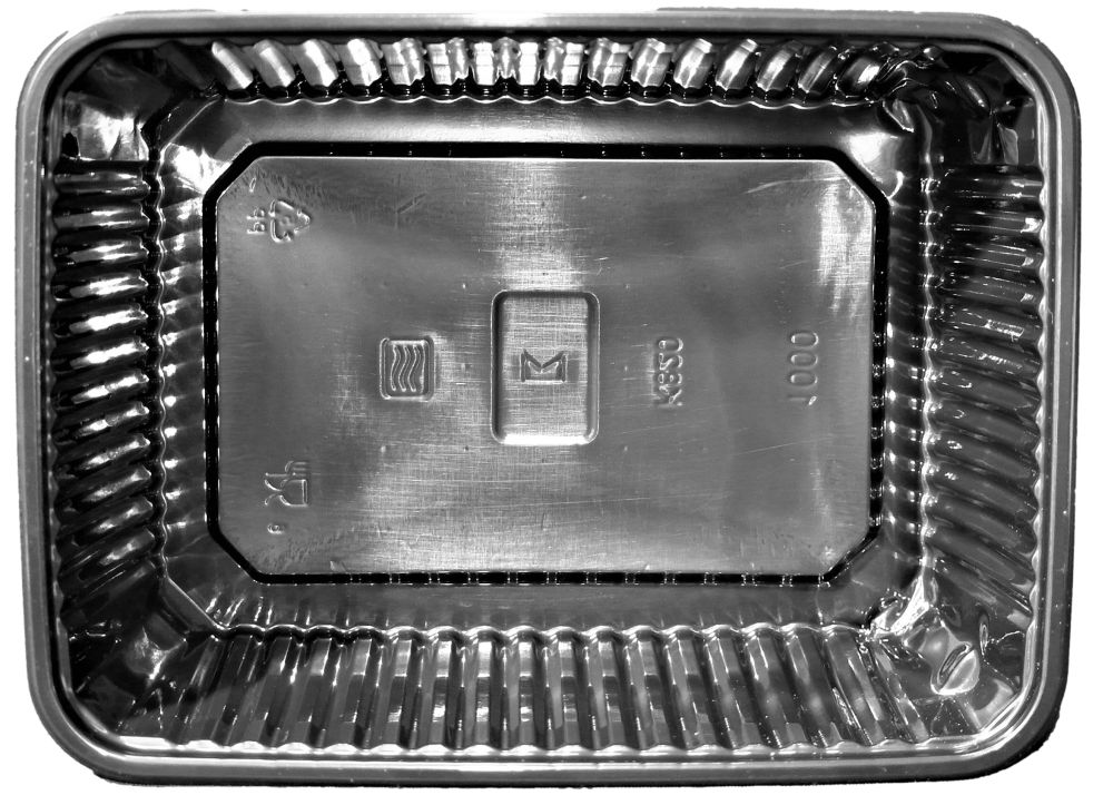 schwarzer eckiger Feinkostbecher PP 1000 ml (180 x 133 x 62 mm)