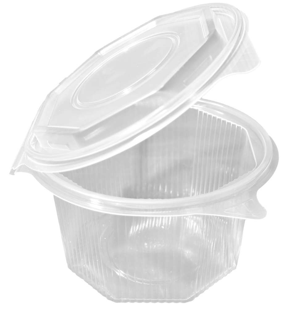 Transparente Salatschale (Haushaltsklappbox) achteckig 163 x 167 x 96 mm (1000 ml)