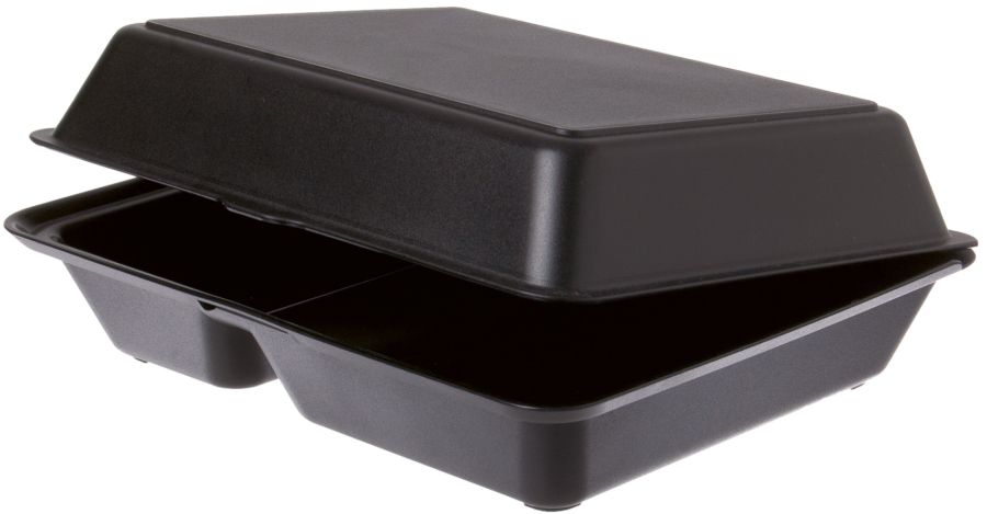 Mehrweg Menüboxen schwarz, eckig 1.170 ml (2-geteilt) - Menübox