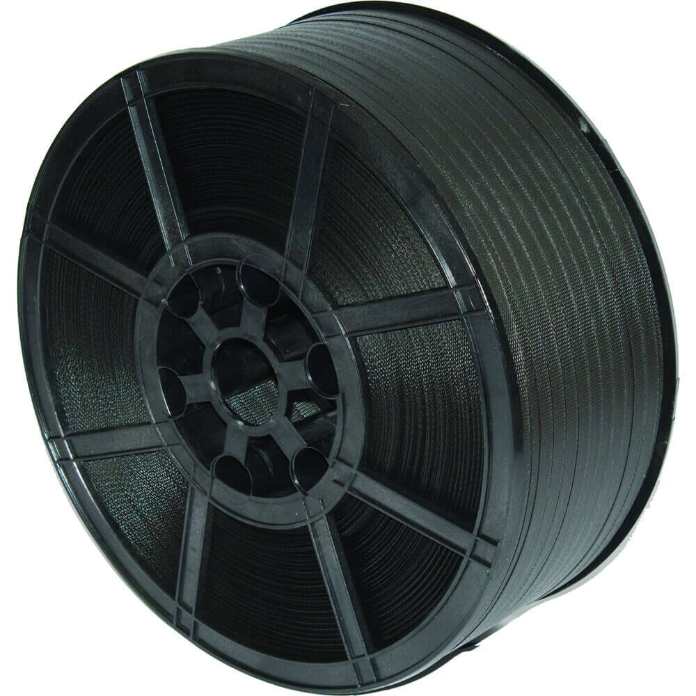 PP-Umreifungsband, auf Plastikspule, schwarz, 0,8 mm x 12 mm x 1300 m