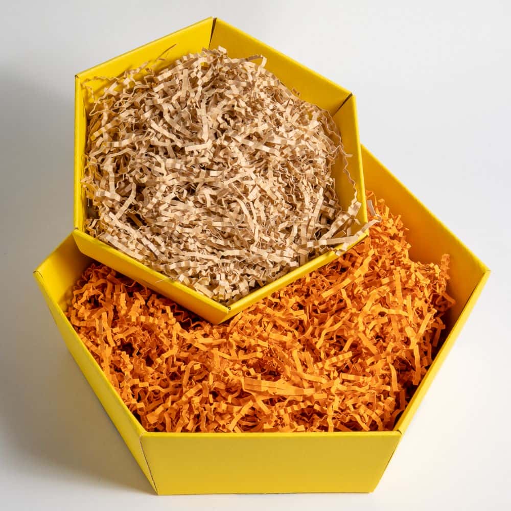 Präsentkorb sechseckig 225 x 200 x 50 mm Sonnengelb