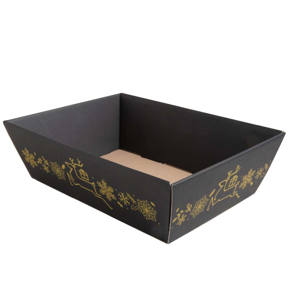 Präsentkorb viereckig 200 x 275 x 80 mm Winter Schwarz-Gold