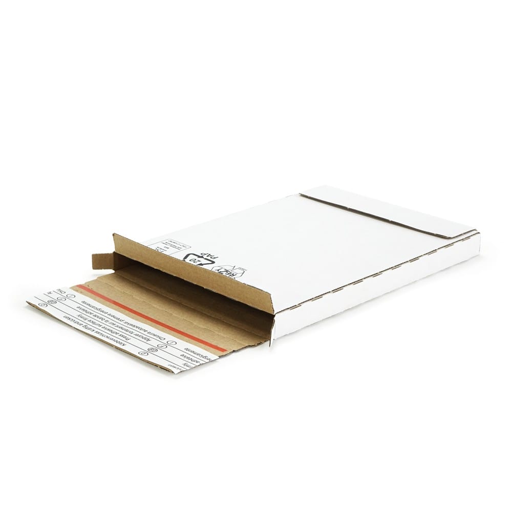 Versandtasche portooptimiert, Wellpappe, weiß 215 x 155 x 15 mm (Großbrief)