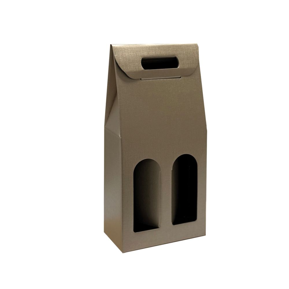 Geschenktüten Struktur Fibra, Griff und Fenster, 180 x 90 x 385 mm, bronze (metallic)