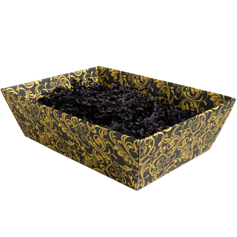 Präsentkorb viereckig 200 x 275 x 80 mm Schwarz-Gold