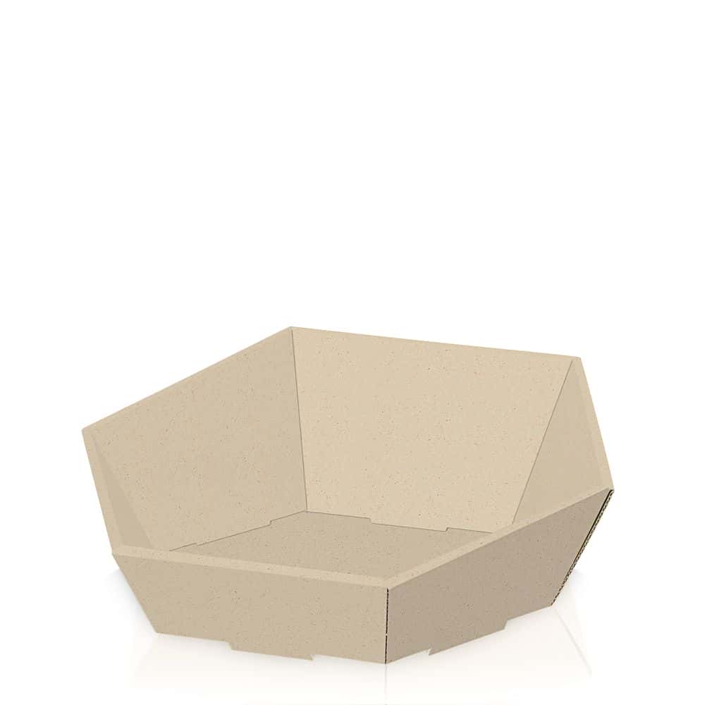 Präsentkorb sechseckig Graspapier 380 x 340 x 75/130 mm (mittel)