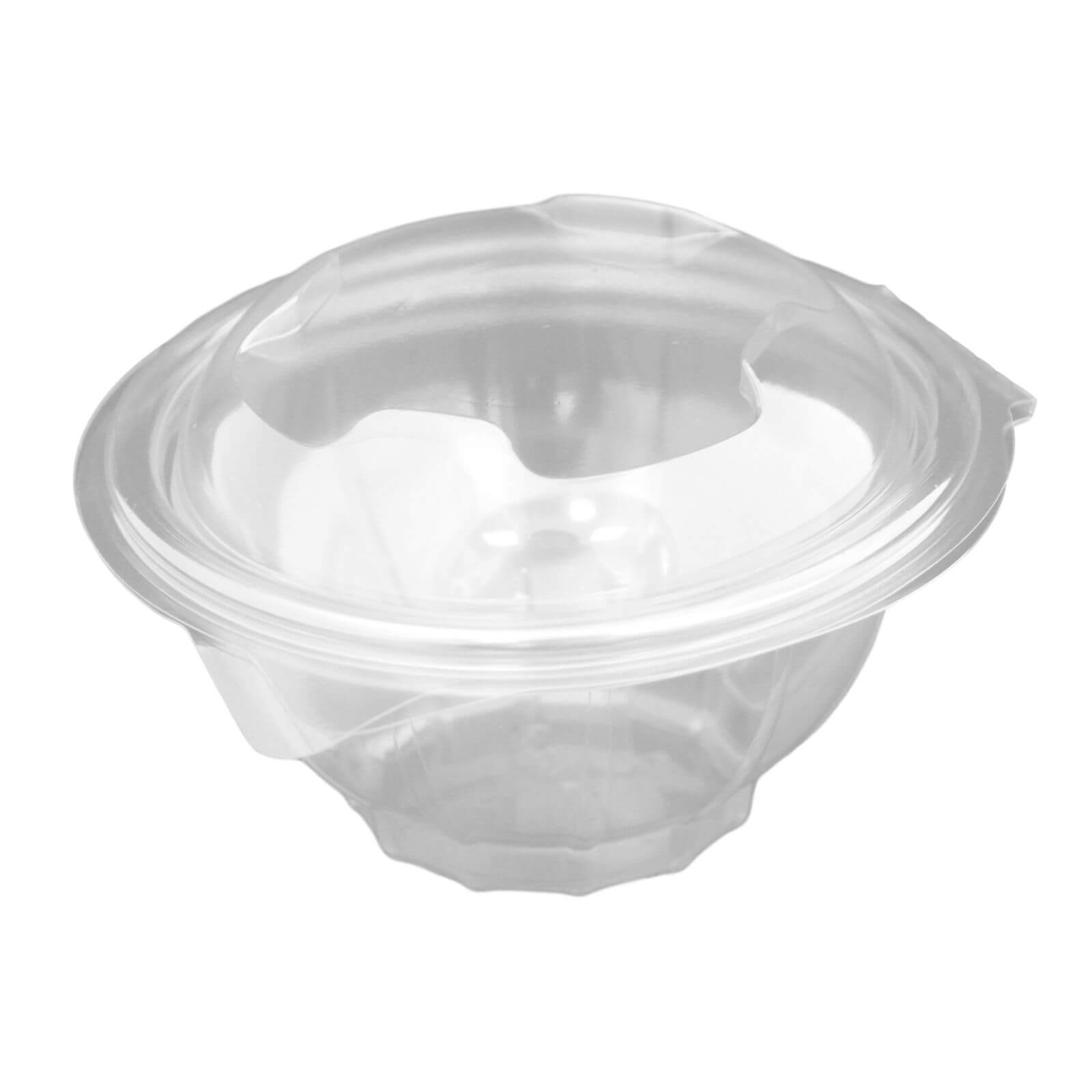 Hochtransparente Salat-Klappbox PET, rund 136 x 77 mm (370 ml)