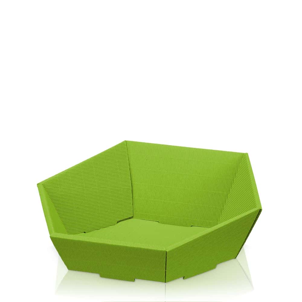 Präsentkorb sechseckig offene Welle 380 x 340 x 75/130 mm (mittel) Hellgrün