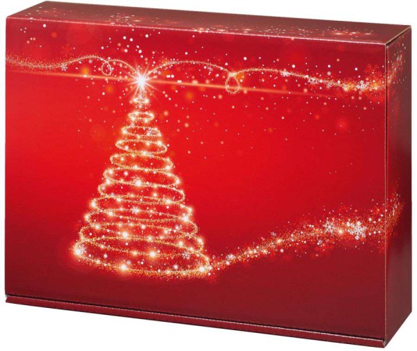 Geschenkbox rot/weiß "Weihnachtsbaum"