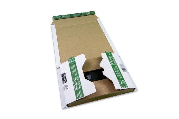 Buchverpackung "Premium Secure" Wellpappe, weiß, 300 x 220 x 0-80 mm (DIN A4)